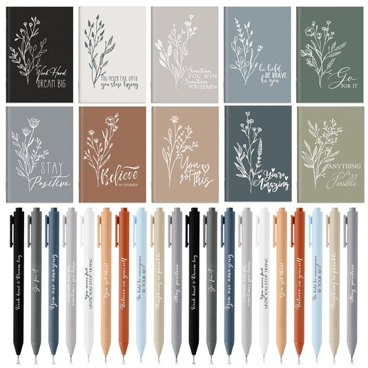 Affrolling 60 Pcs Inspirational Notebooks with Pen Bulk Motivational Mini Notepads Graduation Gift for Teacher Appreciation Gift for Employee Coworker Staff Secretary Assistant Nurse (Neutral Colors)