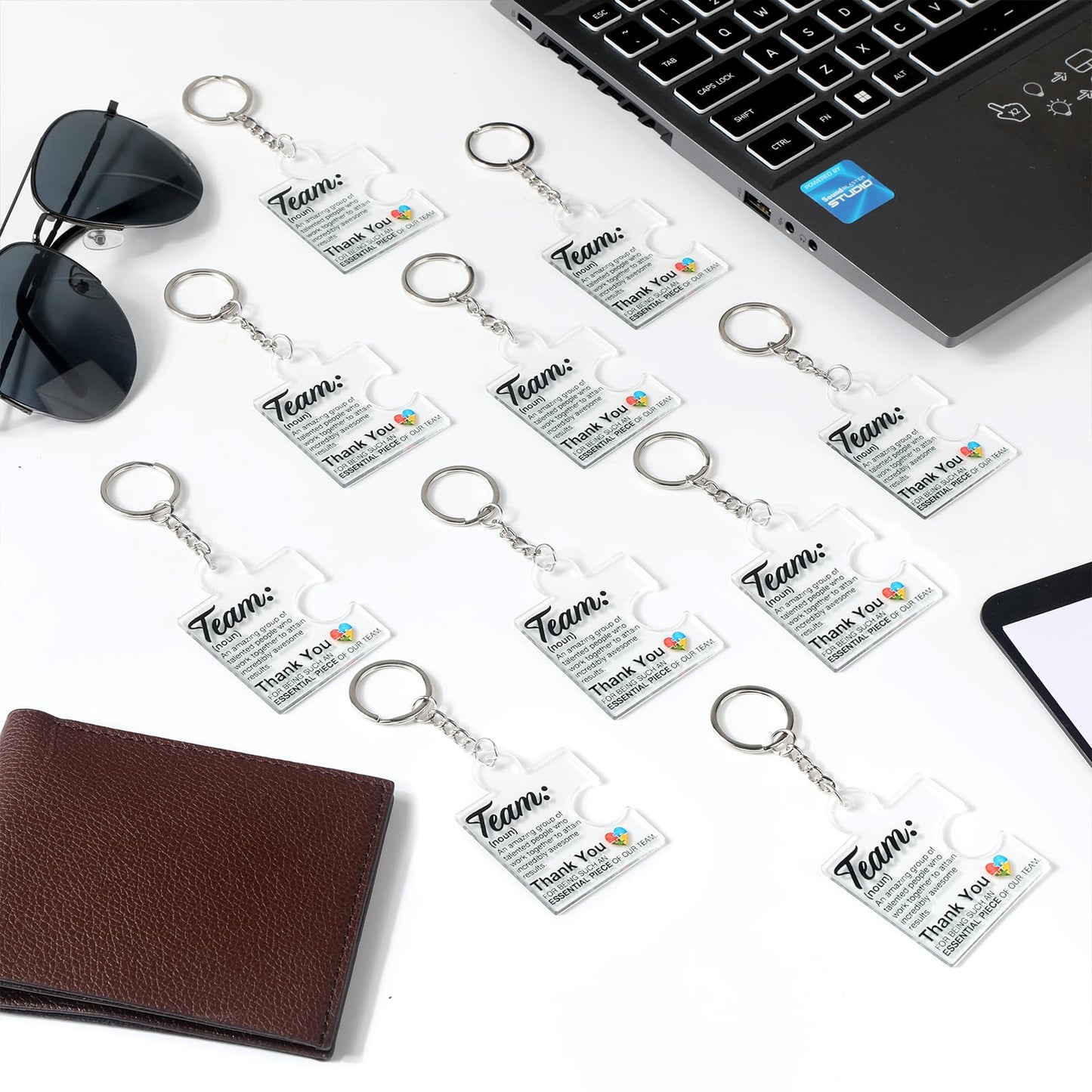 VZZNN Employee Appreciation Gifts – 36 Pack Team Gifts for Employees, Thank You Keychain Set for Staff, Teachers, Volunteers, Teamwork Gift Office Puzzle Piece Acrylic Keychains