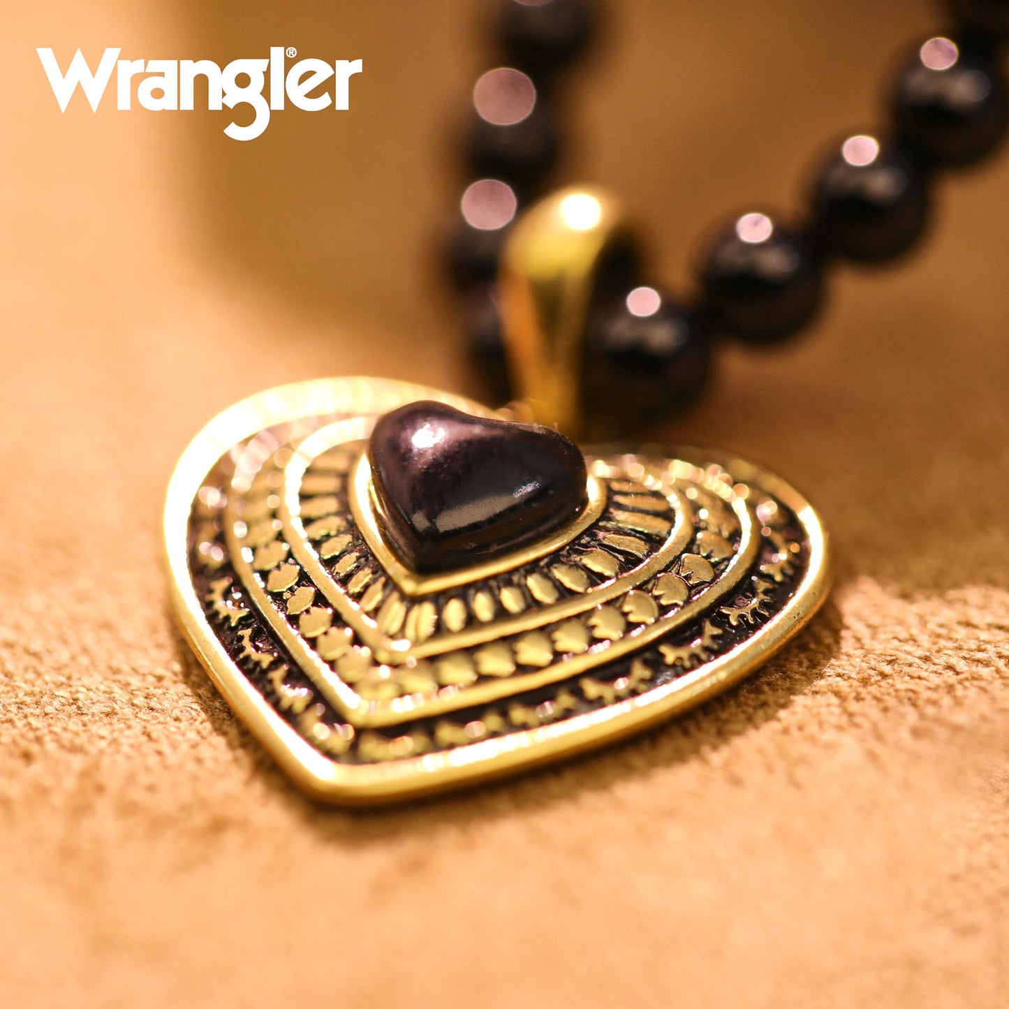 Montana West Wrangler Western Pendant Necklace for Women 14k Gold Silver Heart Statement Turquoise Cowgirl Vintage Trendy Fashion Jewelry WNS-2021G-BK