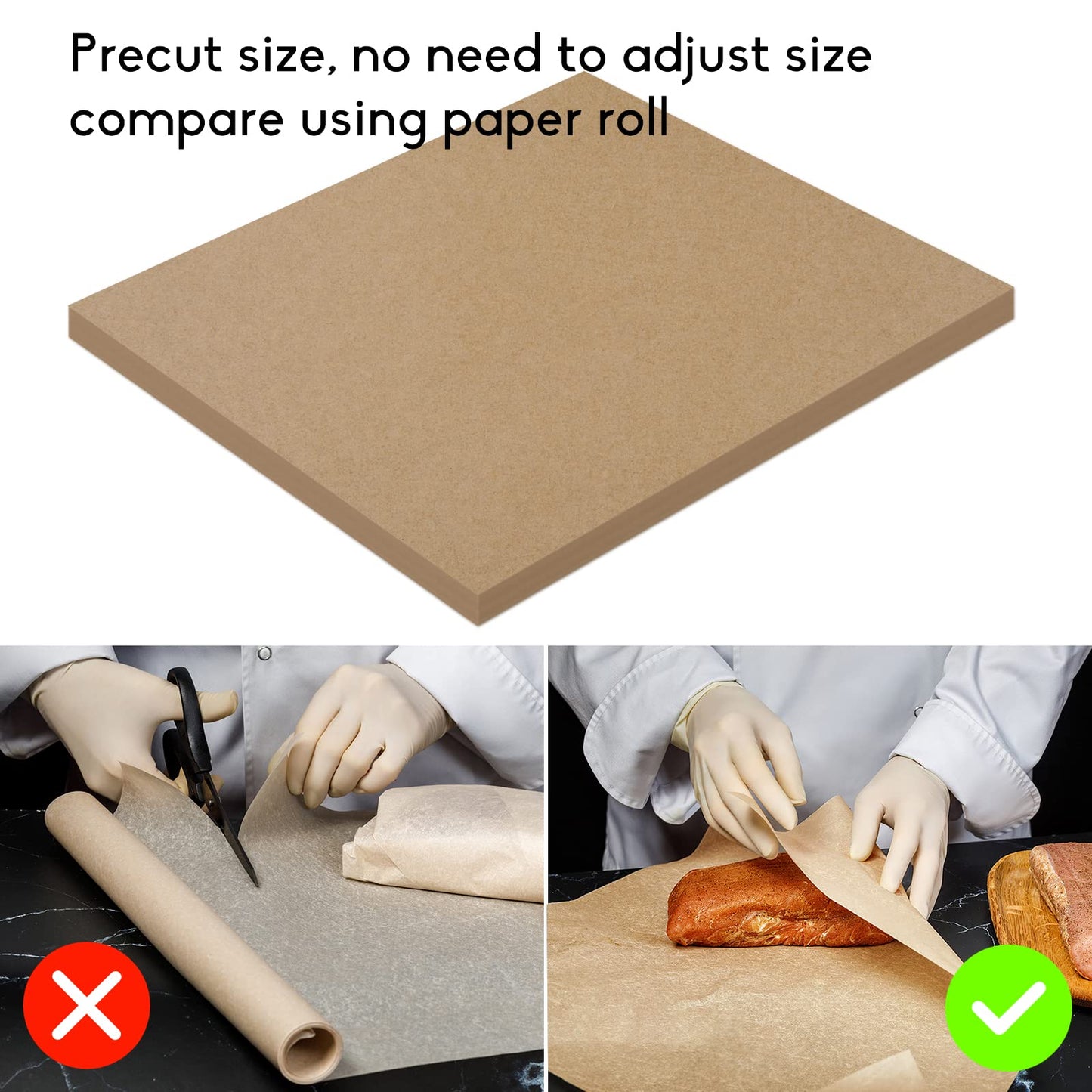 NEBURORA 100 Sheets Brown Butcher Paper - No Wax, Precut Square Wrapping Paper for Smoking Meats, Sublimation Heat Press - 12 x 12 inch