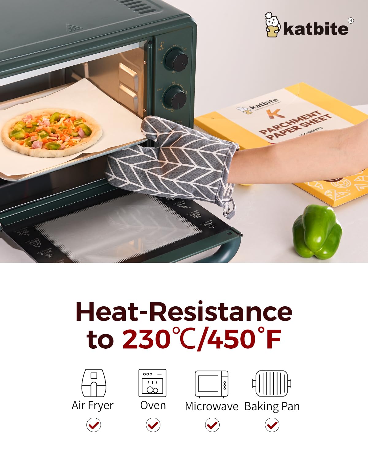 Katbite 200PCS 12x16 In Heavy Duty Flat Parchment Paper, Parchment Paper Sheets for Baking Cookies, Cooking, Frying, Air Fryer, Grilling Rack, Oven(12x16 Inch) [Extra Strong Series]