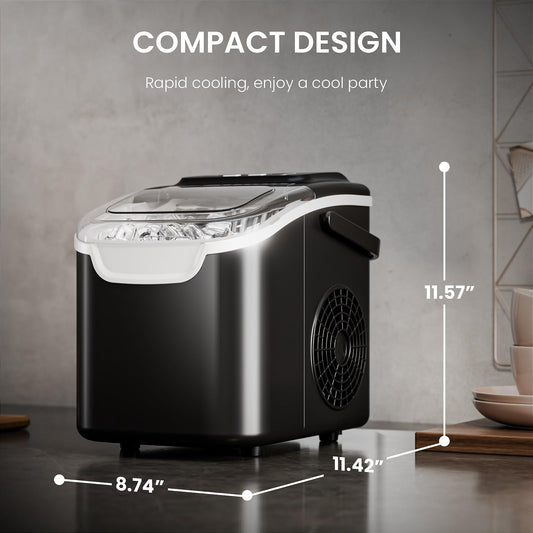 AGLUCKY Ice Makers Countertop with Self-Cleaning, 26lbs/24hrs, 9 Cubes Ready in 6 Mins, Portable Ice Machine with 2 Sizes Bullet Ice/Ice Scoop/Basket for Home/Kitchen/Office/Bar/Party, Red