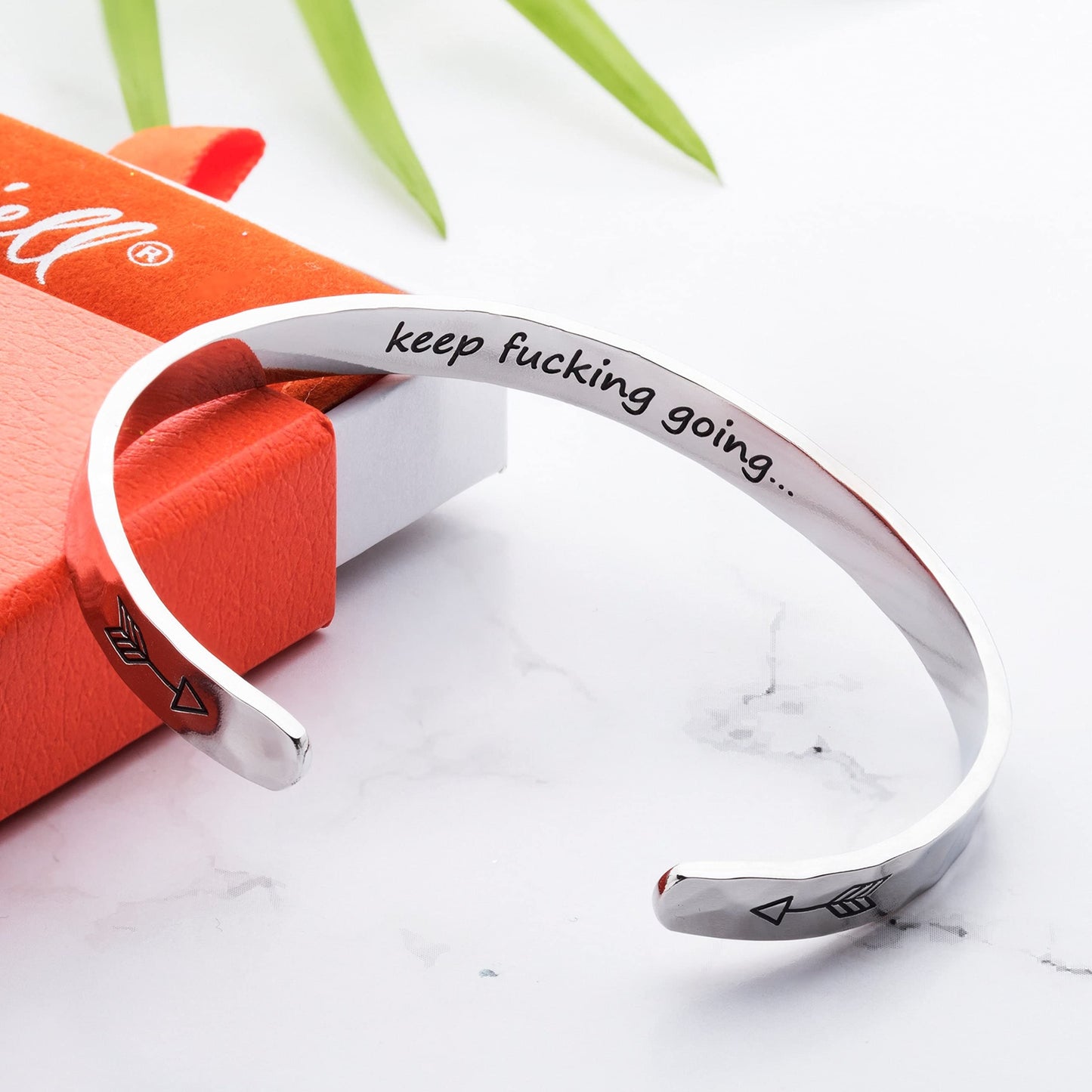 Carviell Inspirational Bracelets for Women, Miscarriage Gifts for Mothers, Womens Bracelet, Personalized Motivational Gifts Personalized Jewelry, Engraved Cuff Keep Going