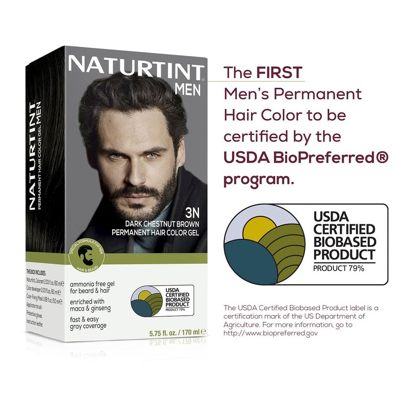 Naturtint Mens Permanent Hair Color for Hair Beard and Mustache (3N Dark Chestnut Brown)