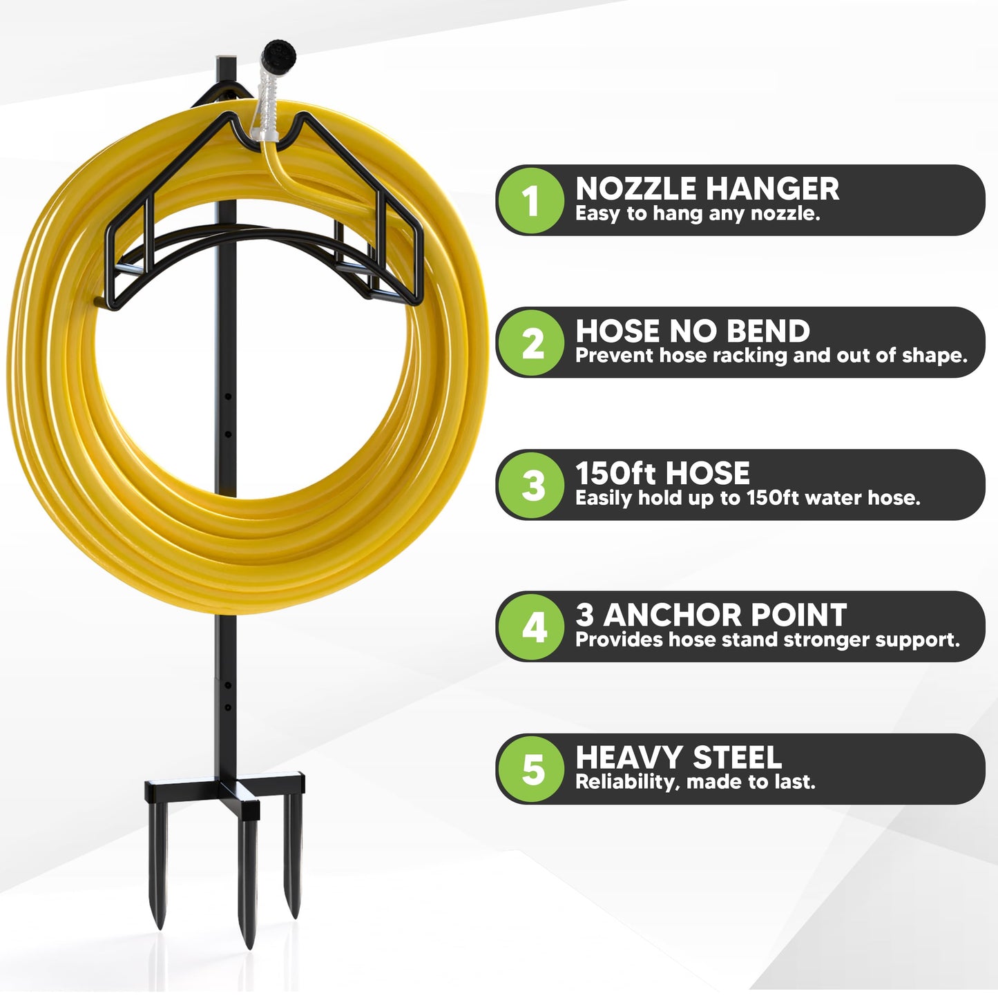 Utopia Home Garden Hose Holder Freestanding, Sturdy Outdoor Water Hose Holder Stand, Detachable, Rustproof Pipe Organizer for Courtyards, Flower Beds, and Lawns, Black