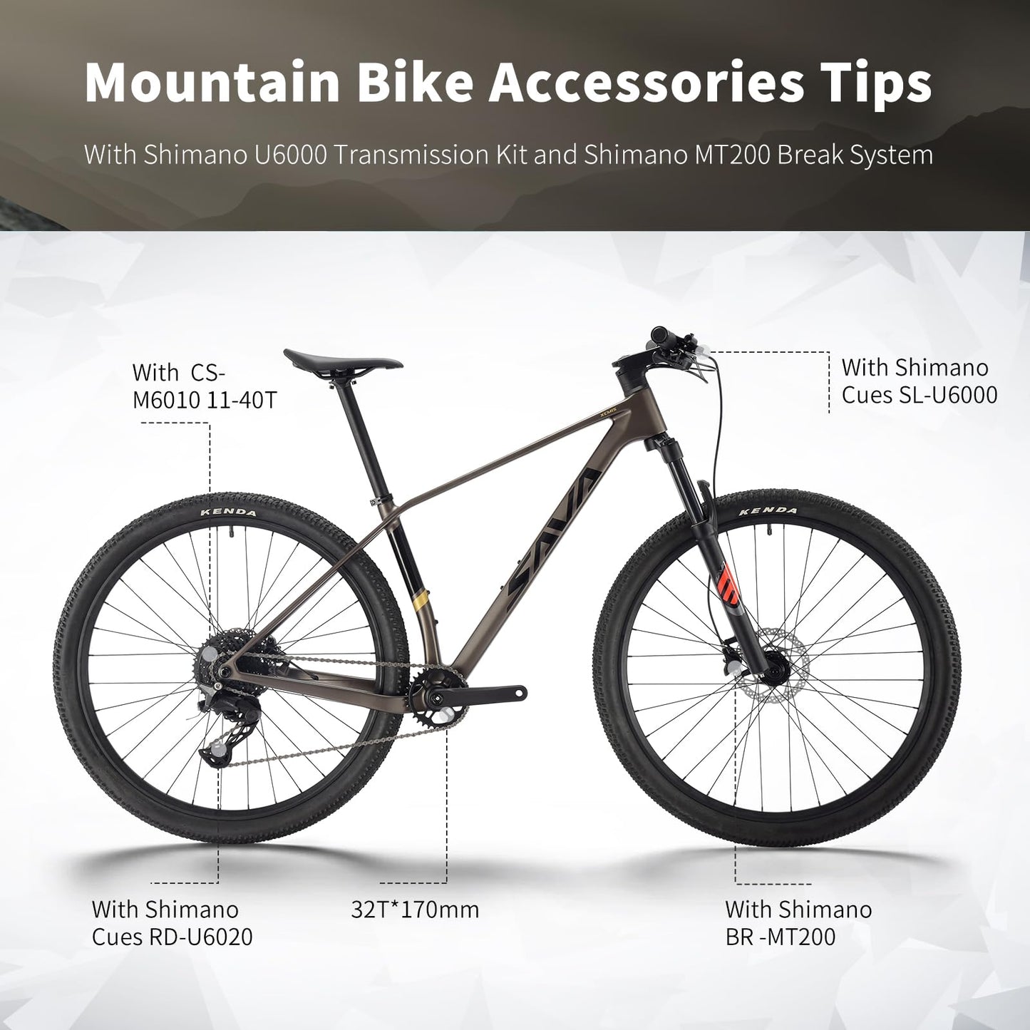 SAVADECK Carbon Fiber MTB with U6000 10 Speed Shift Groupset, Hydraulic Disc Brake with MT200 Break System (Rock Grey, 29 * 15.5)
