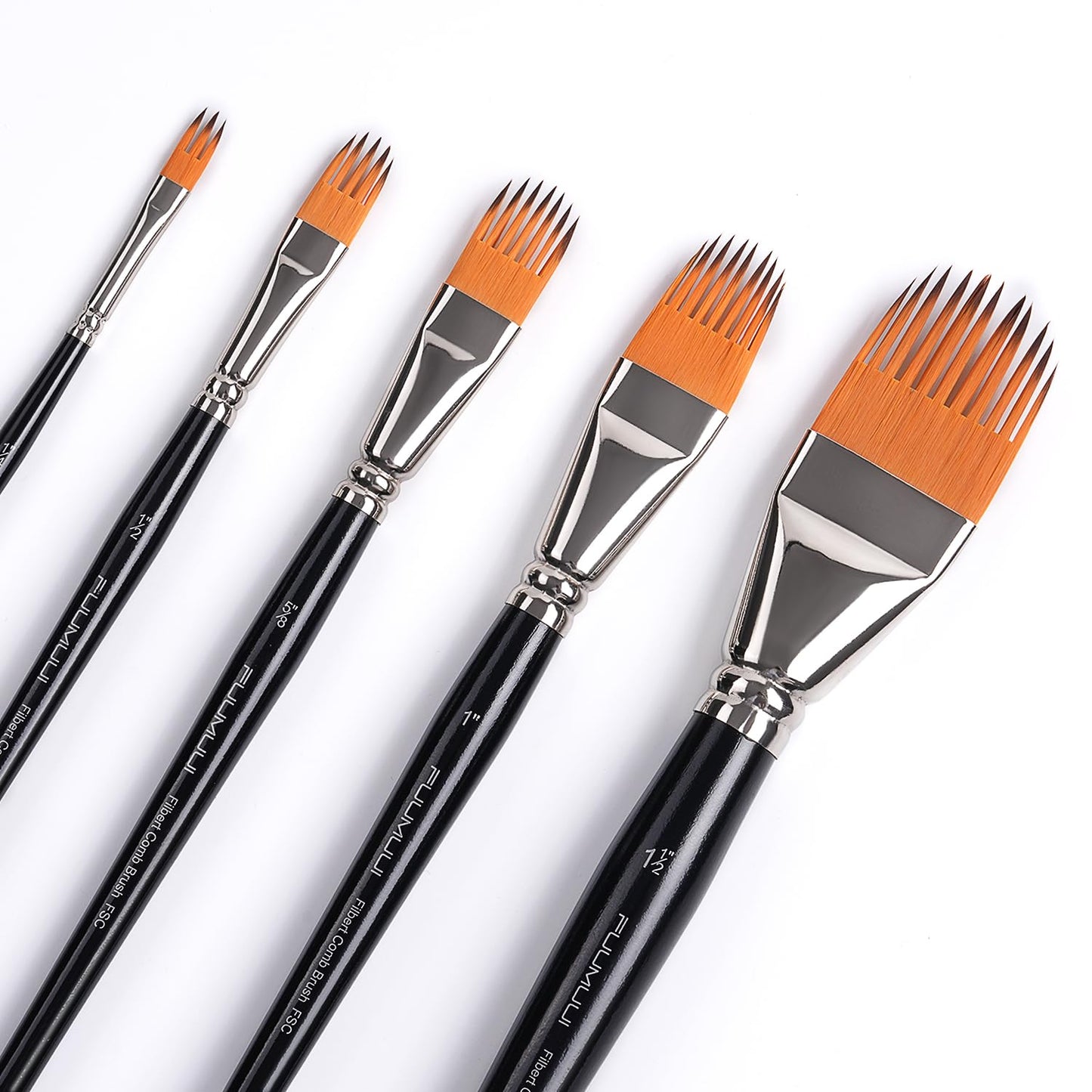 Fuumuui 5-PC Grainer Brush Set for Wood Grain, Fur & Grass Textures Professional Filbert Paint Brush Comb for Acrylic, Watercolor, Oil Painting Artist & Beginner Friendly