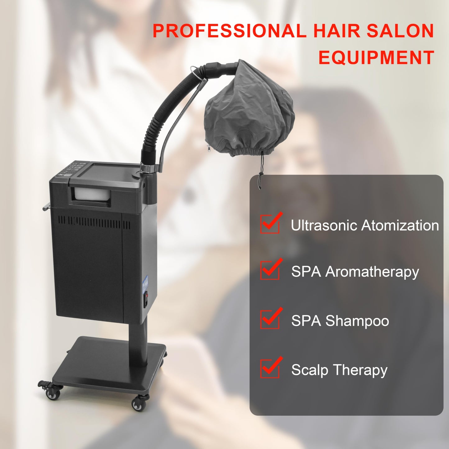 Hair Steamer Micro Mist Scalp Detoxify for Hair Wash Reclining Chair Bed Attachment Professional Hair Care for Salon SPA Barber Shop Fully Metal Material Elitzia ET1940