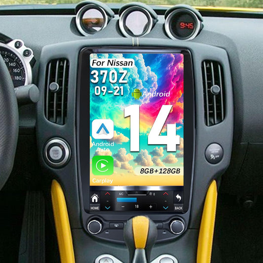 8GB+128GB,Upgrade Car Radio for Nissan 370Z 2009-2021 Car Radio Android 14 Stereo Replacement 13.8 inch Touch Screen Tesla Vertical Screen Style with Wireless Carplay & Android Auto (8GB+128GB)
