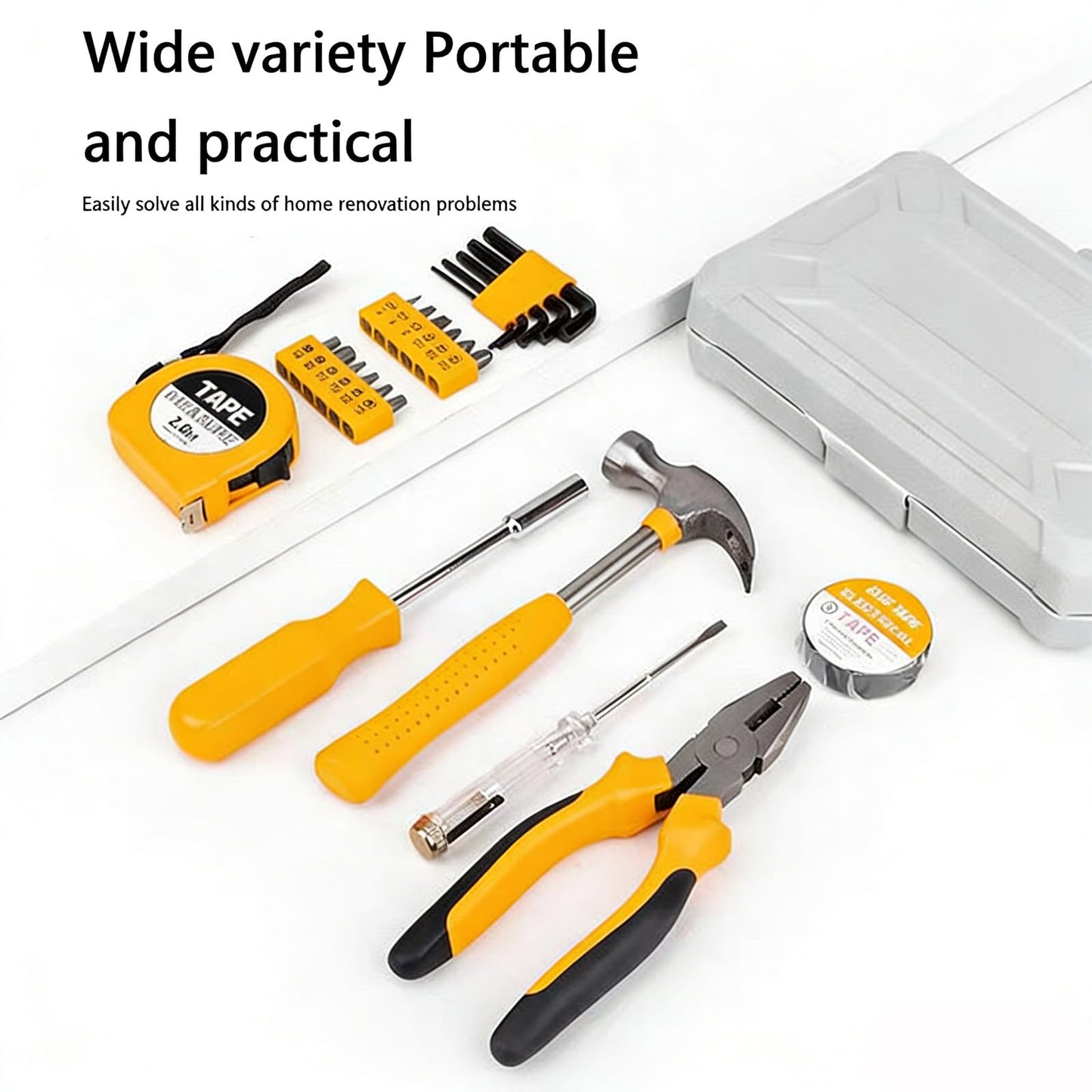HOEIA 24-Piece Tool Set, General Household Tool Kit, Mini Tool Kit, Small Tools Set, Unisex Tool Kit for Home, Suitable for DIY Projects, Office & Garage (Orange)