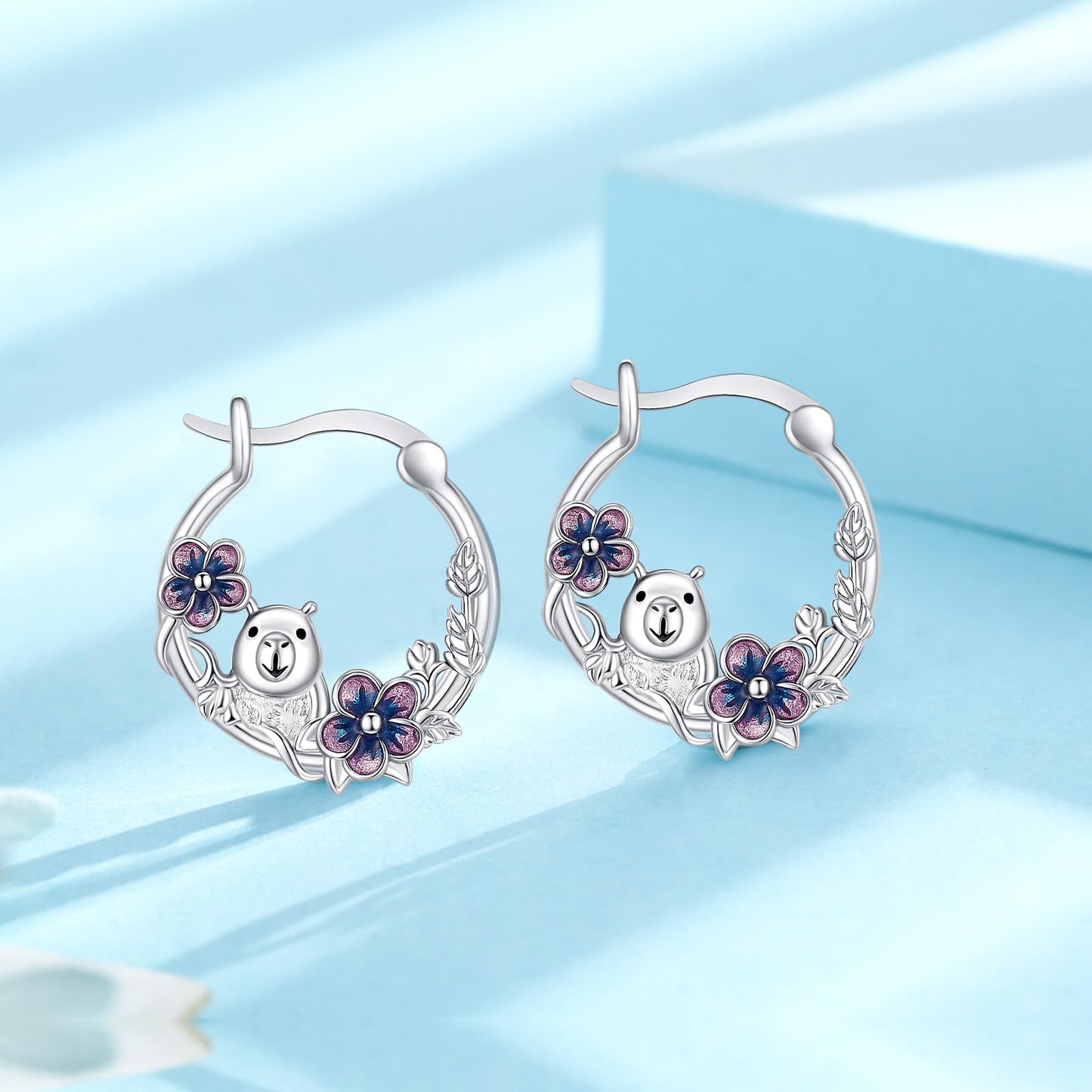 Guinea Pig Earrings 925 Sterling Silver Cute Hamster Huggie Hoop Earrings Jewelry Guinea Pig Graduation Gifts for Women Daughter Her