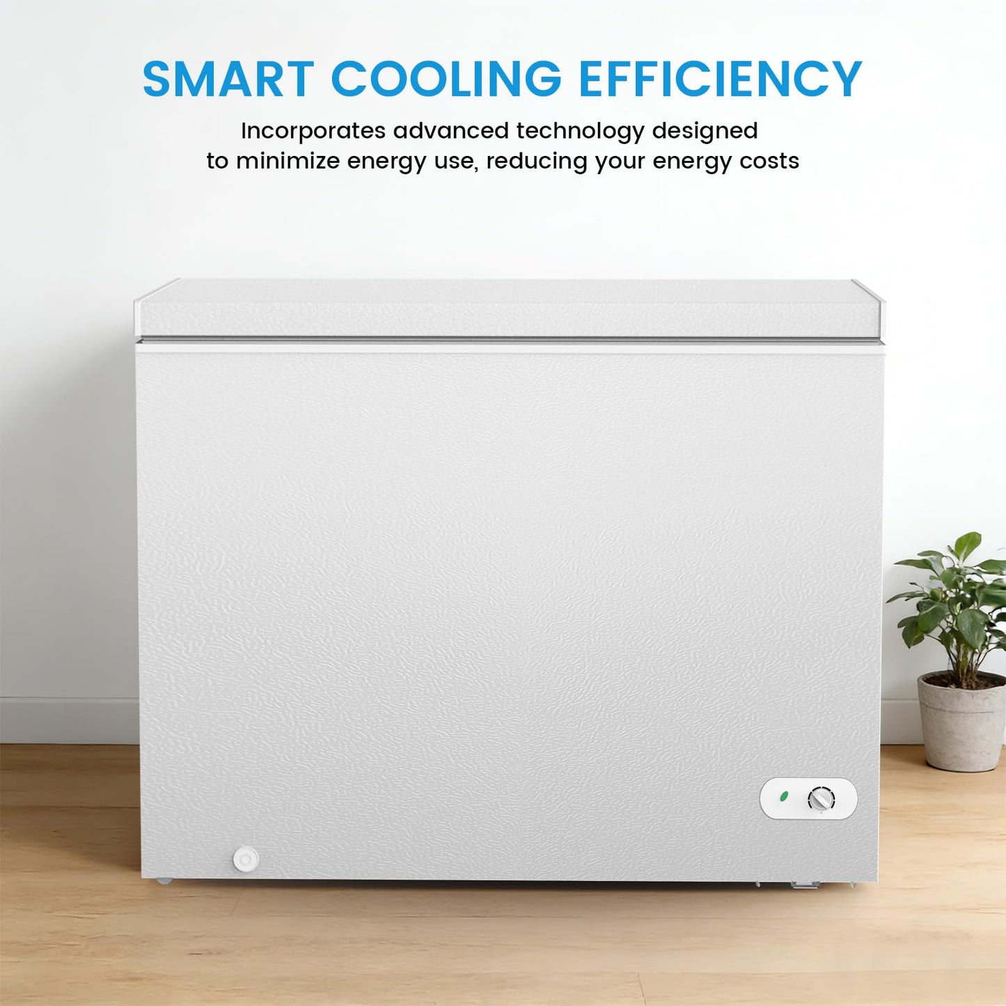 COWSAR Chest Freezer 10.0 Cubic Feet Freezer with 3 Removable Baskets, 7-Level Adjustable Temperature, Free Standing Top Open Door Deep Freezer, Compact, Front Drain, White