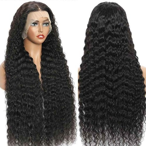 Segsavor 13x6 Deep Wave Lace Front Wigs Human Hair 200% Density HD Lace Front Wigs Human Hair Pre Plucked Natural Color Glueless Wig 100% Virgin Lace Front Wigs for Women（20inch）