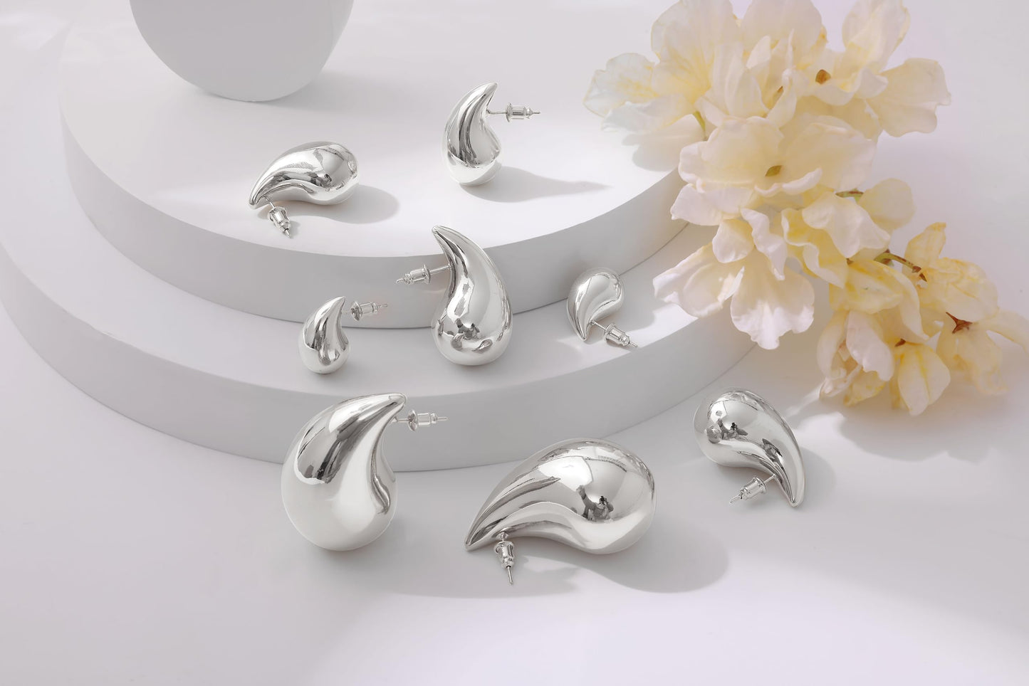 Gacimy Silver Tone Teardrop Earrings Dupes for Women, Chunky Drop Earrings for Women with 925 Sterling Silver Post, 1.2Inches