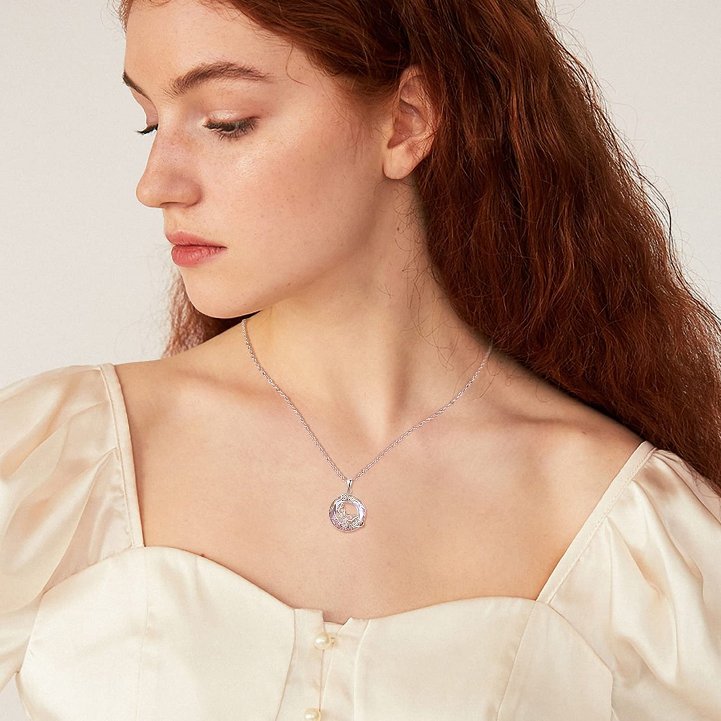 AENEAS Butterfly Necklaces for Women Sterling Silver Pendant Purple Crystal Gifts Jewelry for Women Birthday Anniversary