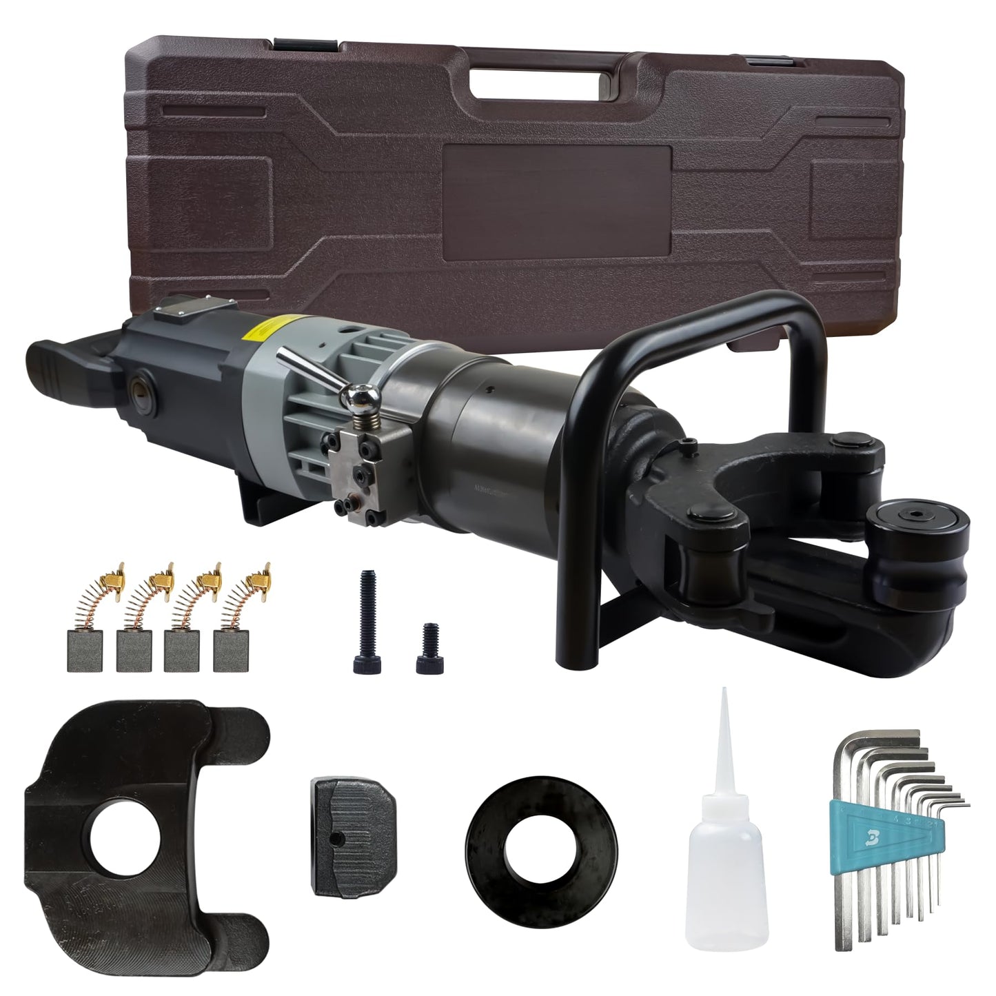 1800W Industrial Electric Hydraulic Rebar Bender & Straightener, 1” Handheld Portable Rebar Bending Machine,3-5s Fast Bending for 4-25mm (Max#8) Rebar,Bending Angle 0-90°,with Portable Toolbox,NRB-25B