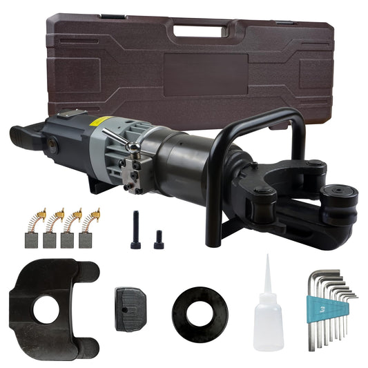 1800W Industrial Electric Hydraulic Rebar Bender & Straightener, 1” Handheld Portable Rebar Bending Machine,3-5s Fast Bending for 4-25mm (Max#8) Rebar,Bending Angle 0-90°,with Portable Toolbox,NRB-25B