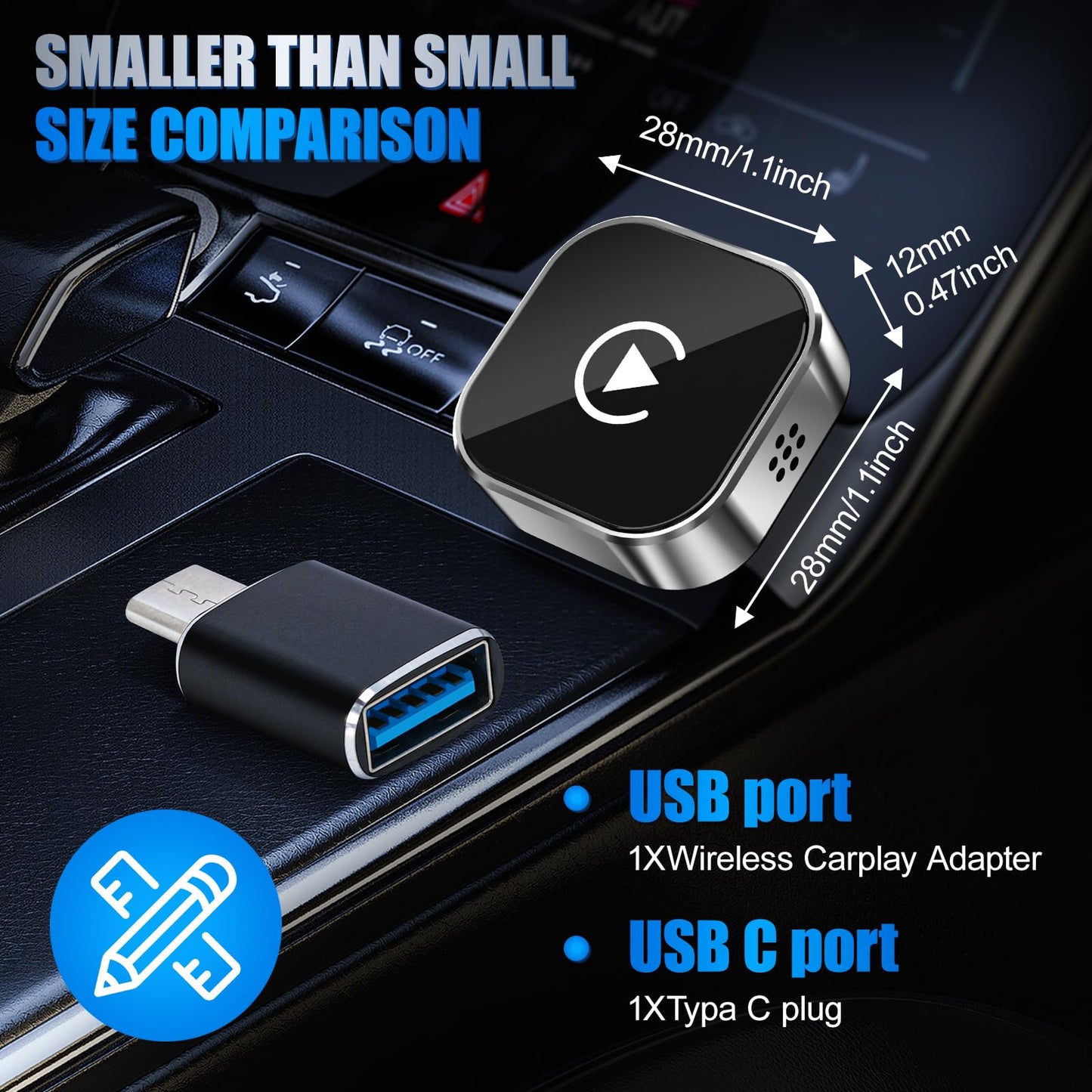 shenghuo 2026 Wireless Car Adapter - Universal Smart Screen Converter, USB-C/Type-C,Plug & Play, Zero Delay Needs Built-in Vehicle System (Silver)