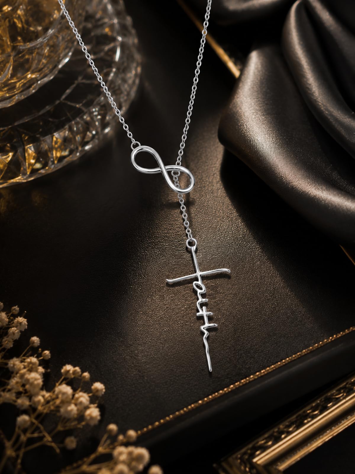 YYB Y Necklace Faith Pendant Lariat Necklace for Women Drop Necklaces Christian Jewelry Birthday Anniversary Mothers Day Gifts for Mom Sister Girlfriend