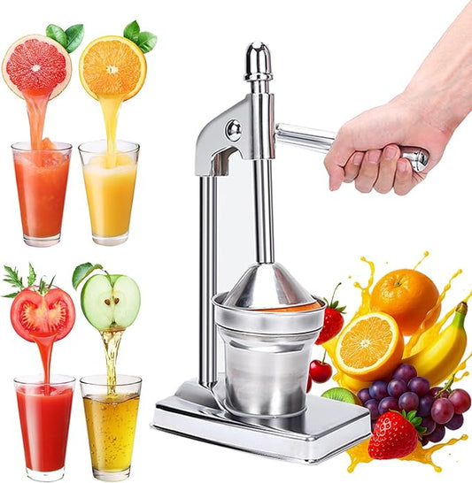 Cast Iron Juicer Hand Press, Manual Juicer Hand Press Cast Iron, Stainless Steel Countertop Juice Press for Oranges Lemons Limes, Easy to Clean, Bar and Kitchen