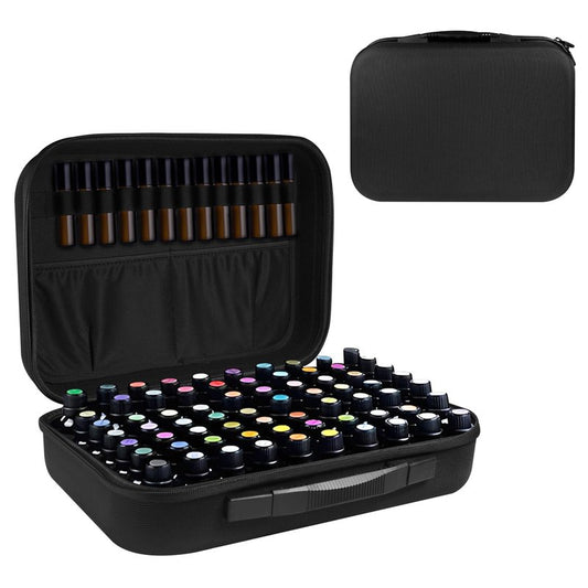 ZORETCO Essential Oil Storage Carrying Case, 70 Bottles Essential Oils Box for 5ml 10ml 15ml Roller Bottles Travel Storage Organizer Bag for doTERRA & Young Living (Black)