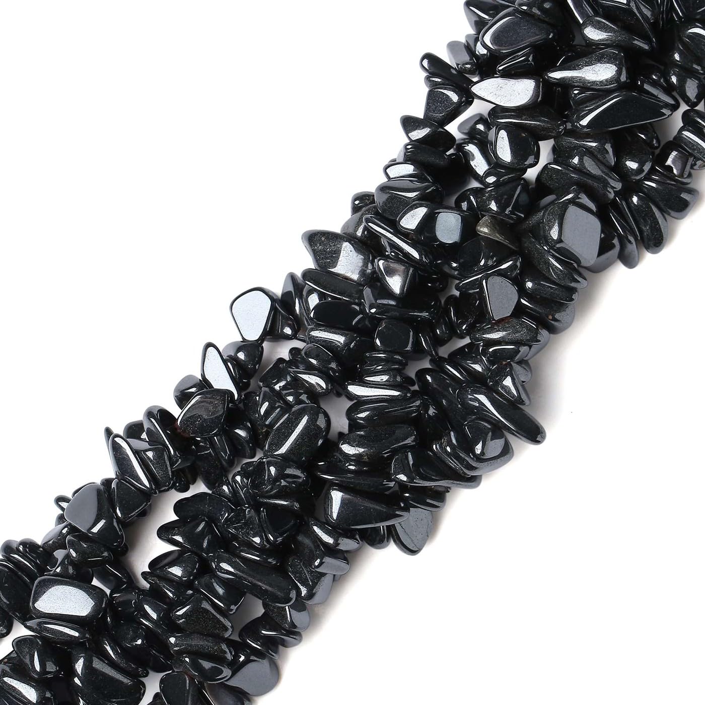 LAIDANLA Black Hematite 400pcs Natural Chip Stone Beads 5-8mm Healing Crystal Irregular Gemstones Drilled DIY Loose Rocks Bead Crystal for Bracelet Earrings Necklace Jewelry Making Crafting