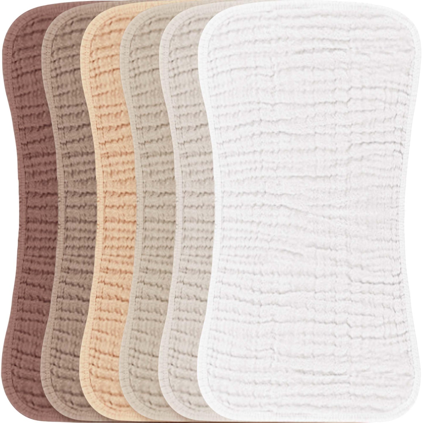 Konssy Muslin Baby Burp Cloths Sets for Unisex- 6 Pack Large 100% Cotton Burping Clothes for Newborn, Baby Girls and Boys