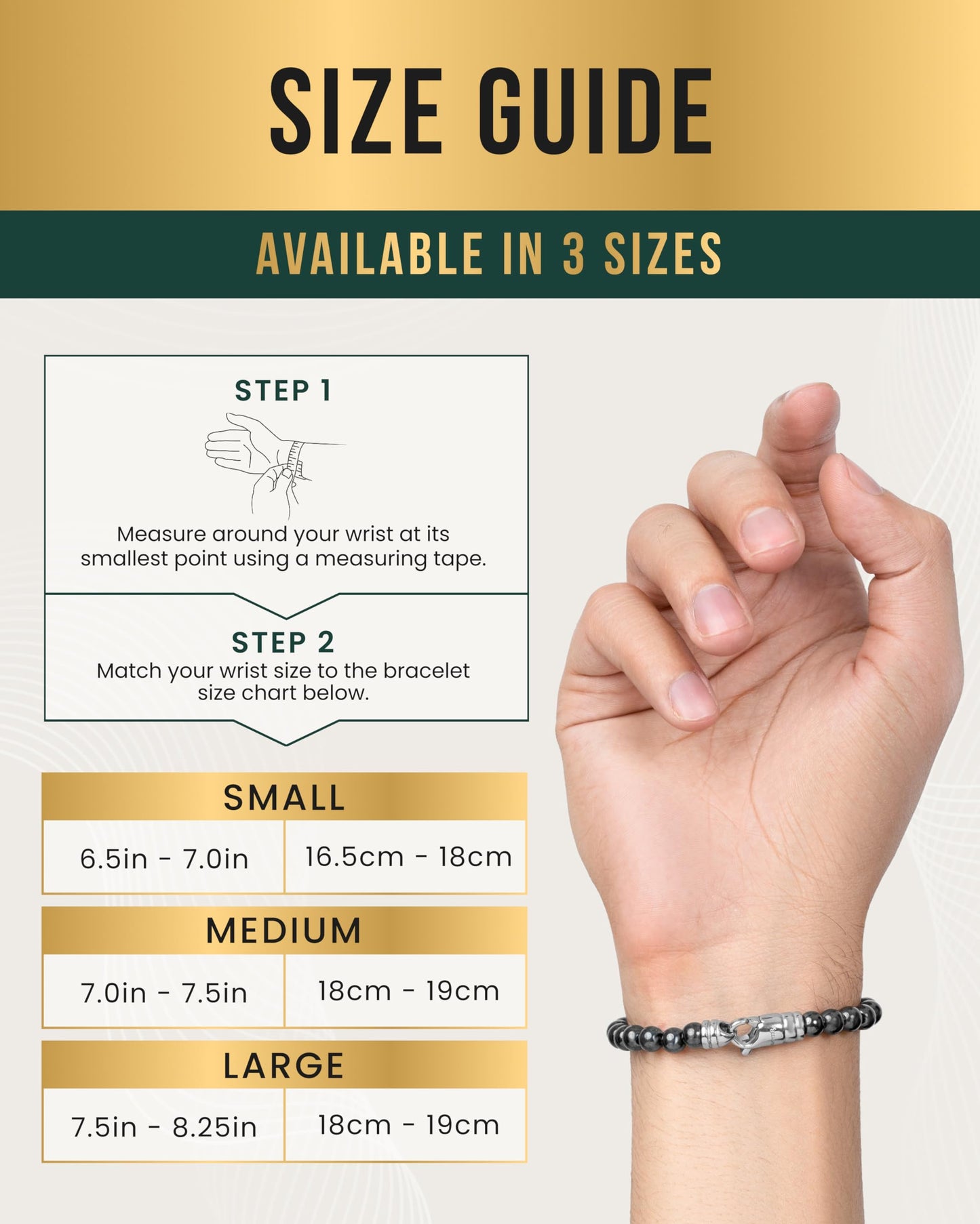 MagnetRX® Hematite Magnetic Bracelet – Max Strength Magnet Stones – Elegant Beaded Hematite Bracelets for Men and Women (Classic | Medium)