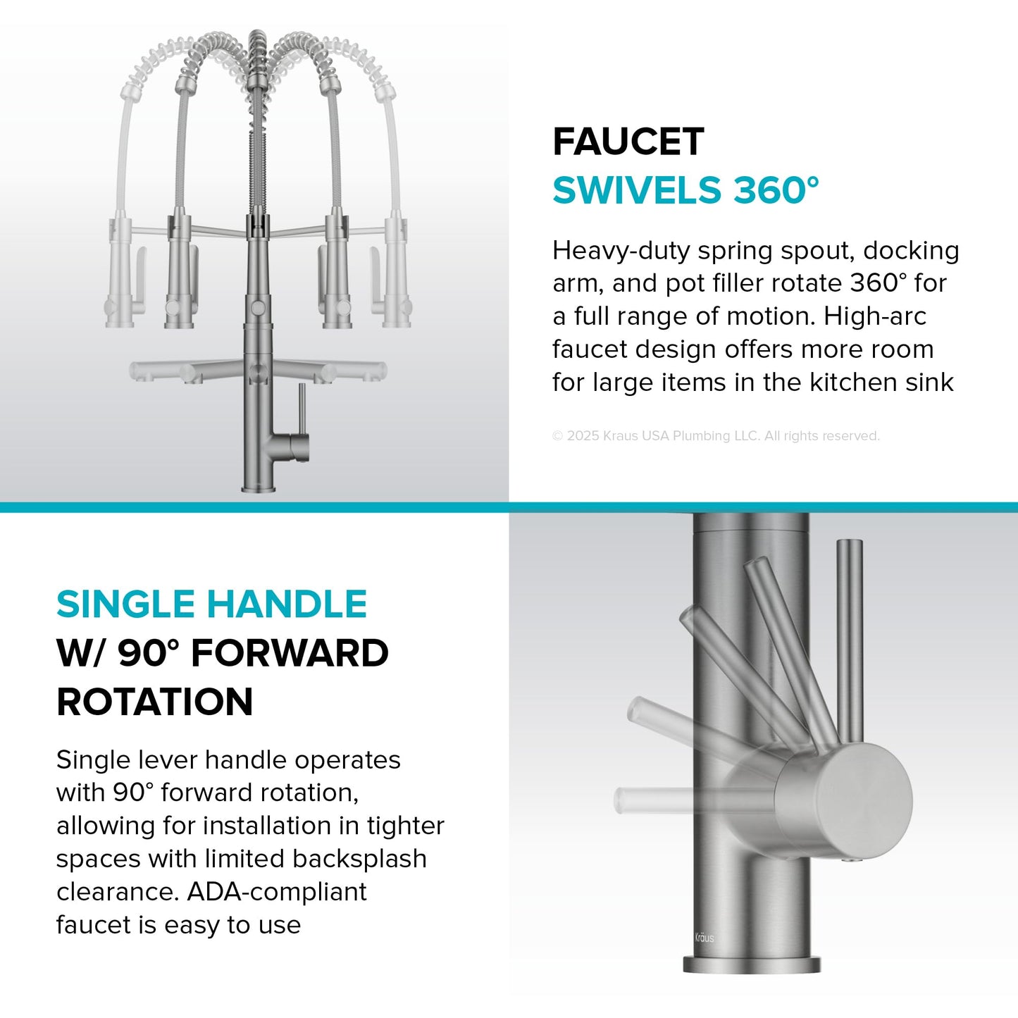 KRAUS Artec Pro Commercial Style 2-Function Single Handle Pull Down Kitchen Faucet with Pot Filler in Matte Black, KPF-1605MB