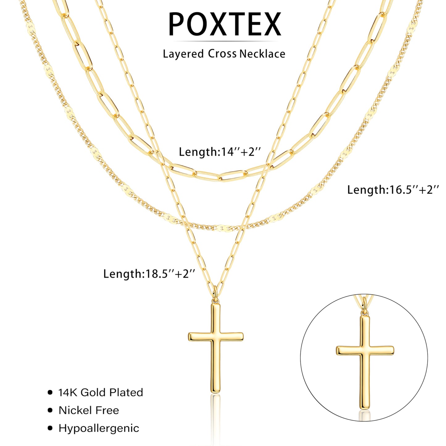 Layered Gold Cross Necklaces for Women,14k Gold Plated Dainty Stackable Choker Paperclip Necklaces for Women,Trendy Layering Thin Cross Pendant Chain Necklace Set Jewelry Gifts for Women