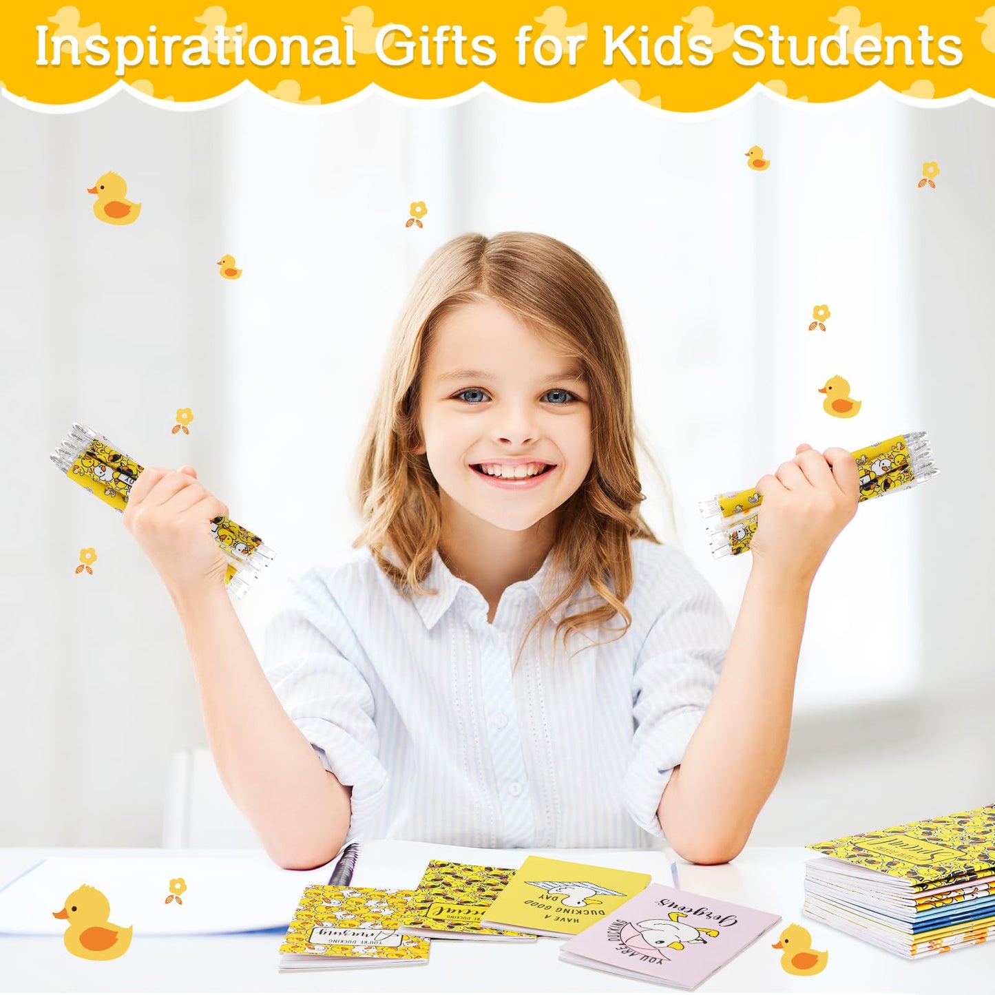 Kosiz 48 Set Inspirational Duck Gifts Duck Pens Motivational Mini Pocket Notebooks Funny Pens Thank You Gifts for Employee Appreciation Medical Assistants Cruise Gift Exchange Ideas Case
