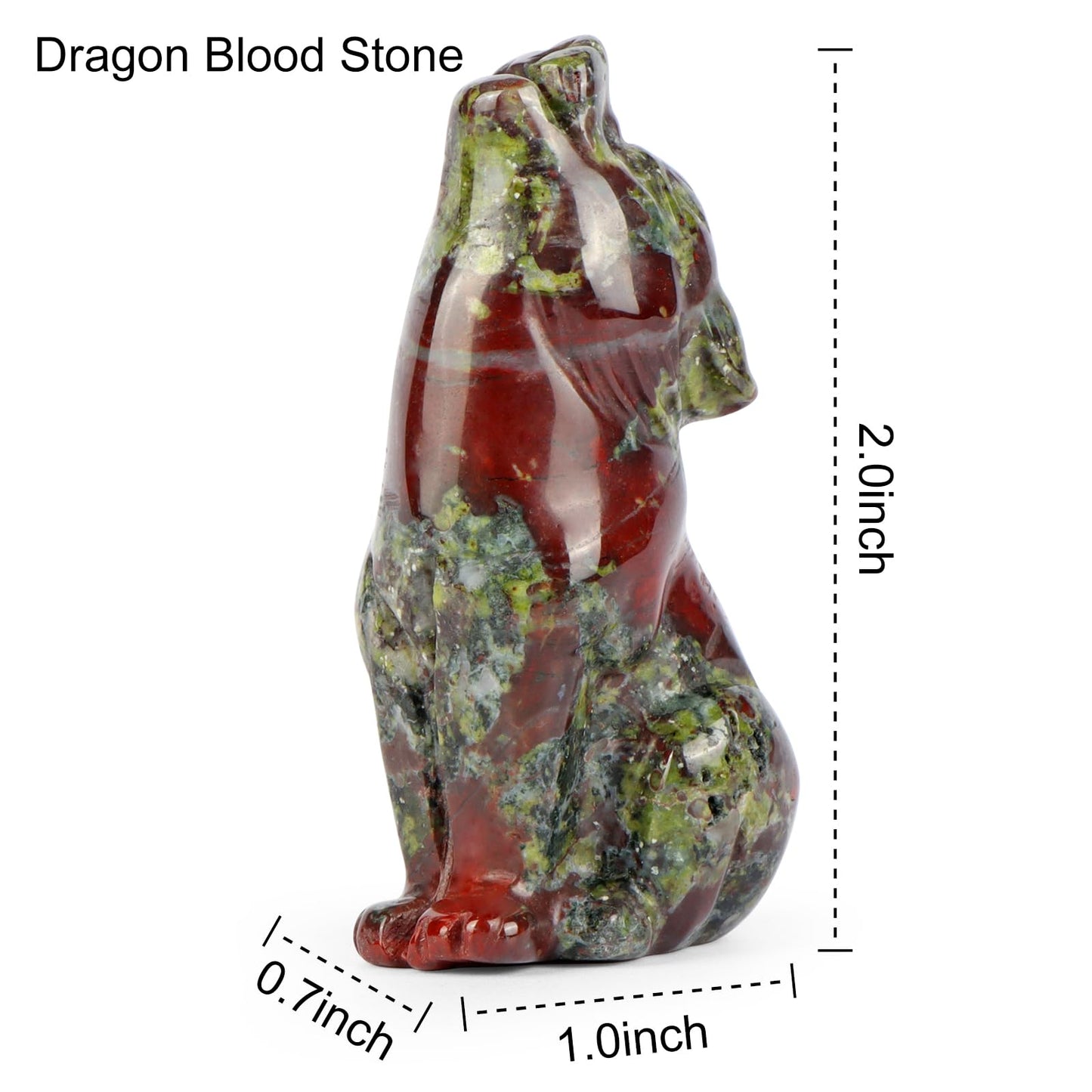 Artistone Dragon Bloodstone Wolf Statue 2" Howling Wolves Figurine Ornament for Home Decor Healing Crystal Animal Sculpture with Gift Box
