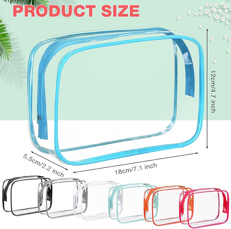 Reginary Clear Cosmetic Bag Set - 16 Pack Transparent Toiletry Pouches | Waterproof PVC Organizer for Travel & Home, 8 Colors