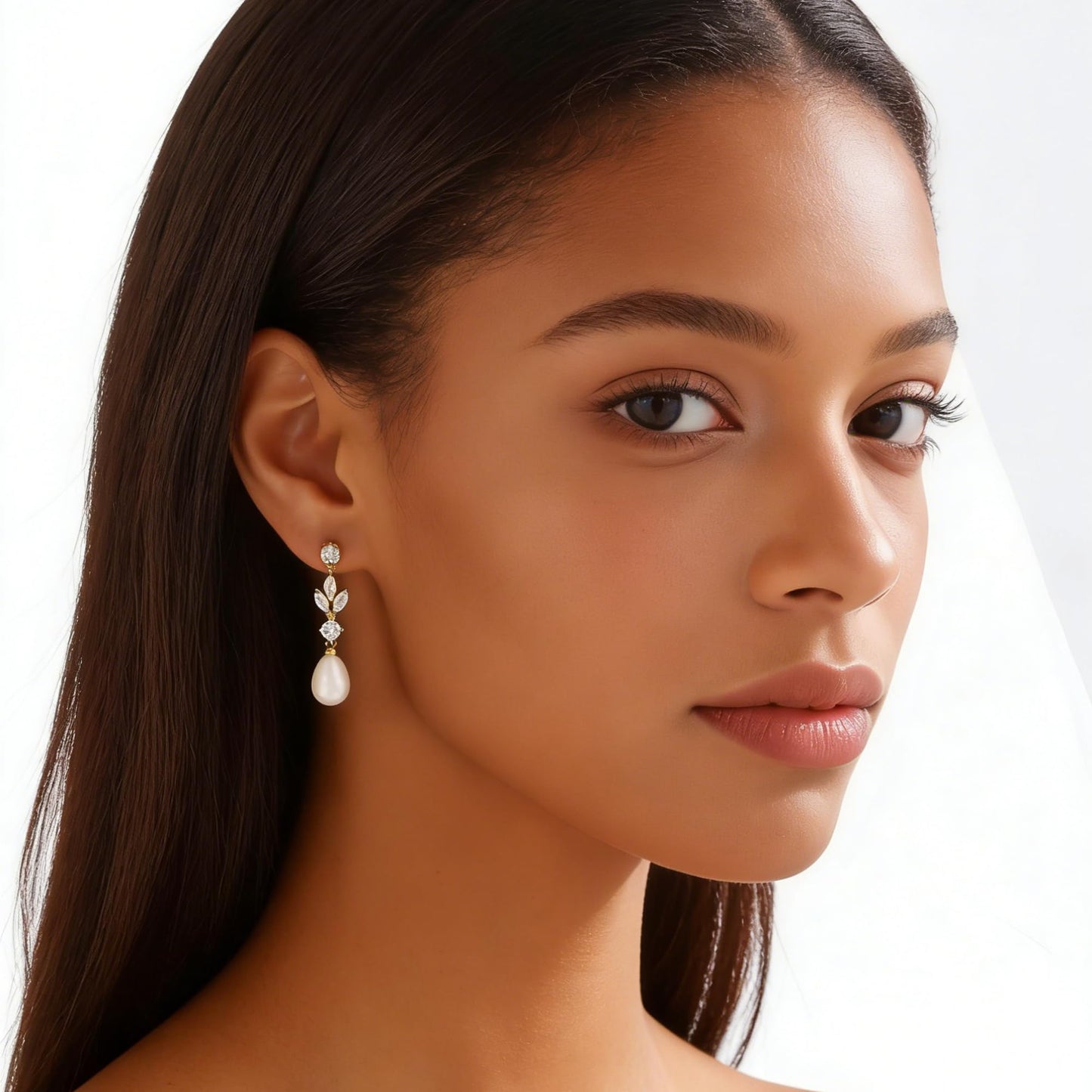 Pearl Earrings for Women Dainty Diamond Pearl Drop Earrings 14k Gold Plated Dangle Earrings for Women Weddings Gifts Bridesmaid Gifts