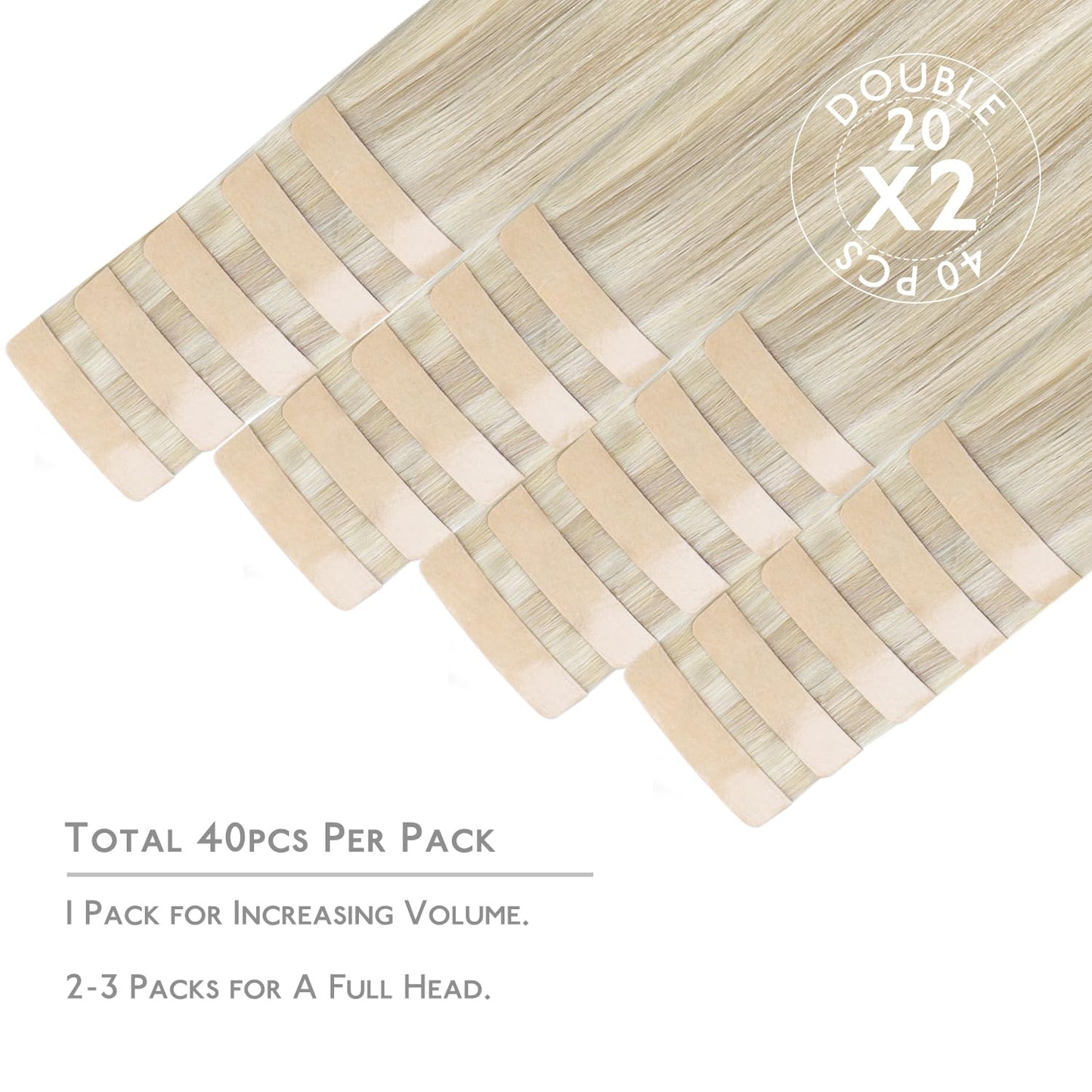 WENNALIFE Tape in Hair Extensions Human Hair, 40pcs 100g 22 inch Ash Blonde Highlighted Platinum Blonde Hair Extensions Real Human Hair Straight Tape in Extensions Invisible Human Hair Extensions