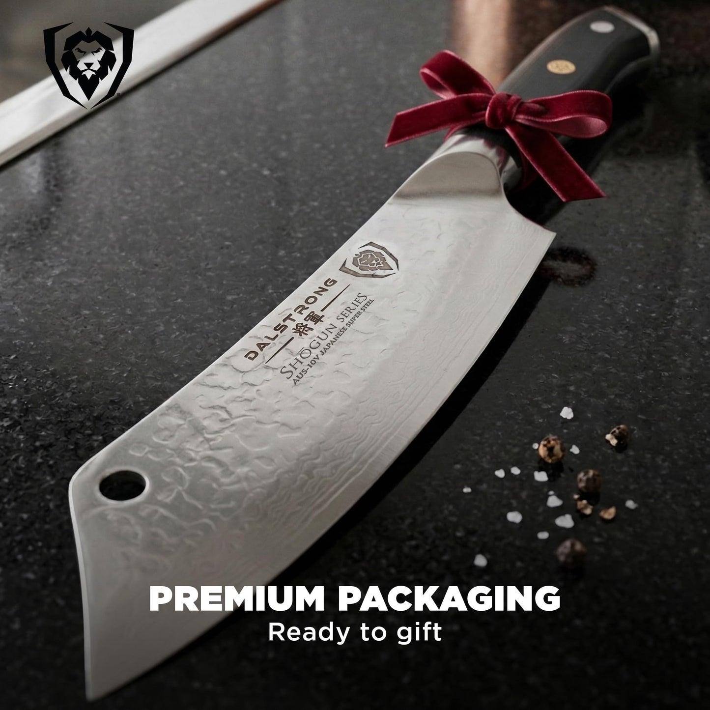 DALSTRONG Hybrid Cleaver & 8" Chef Knife - Shogun Series ELITE - The 'Crixus' - Japanese AUS-10V Super Steel Kitchen Knife - Black Handle - Razor Sharp Knife - Meat Cleaver Heavy Duty - w/Sheath Cover