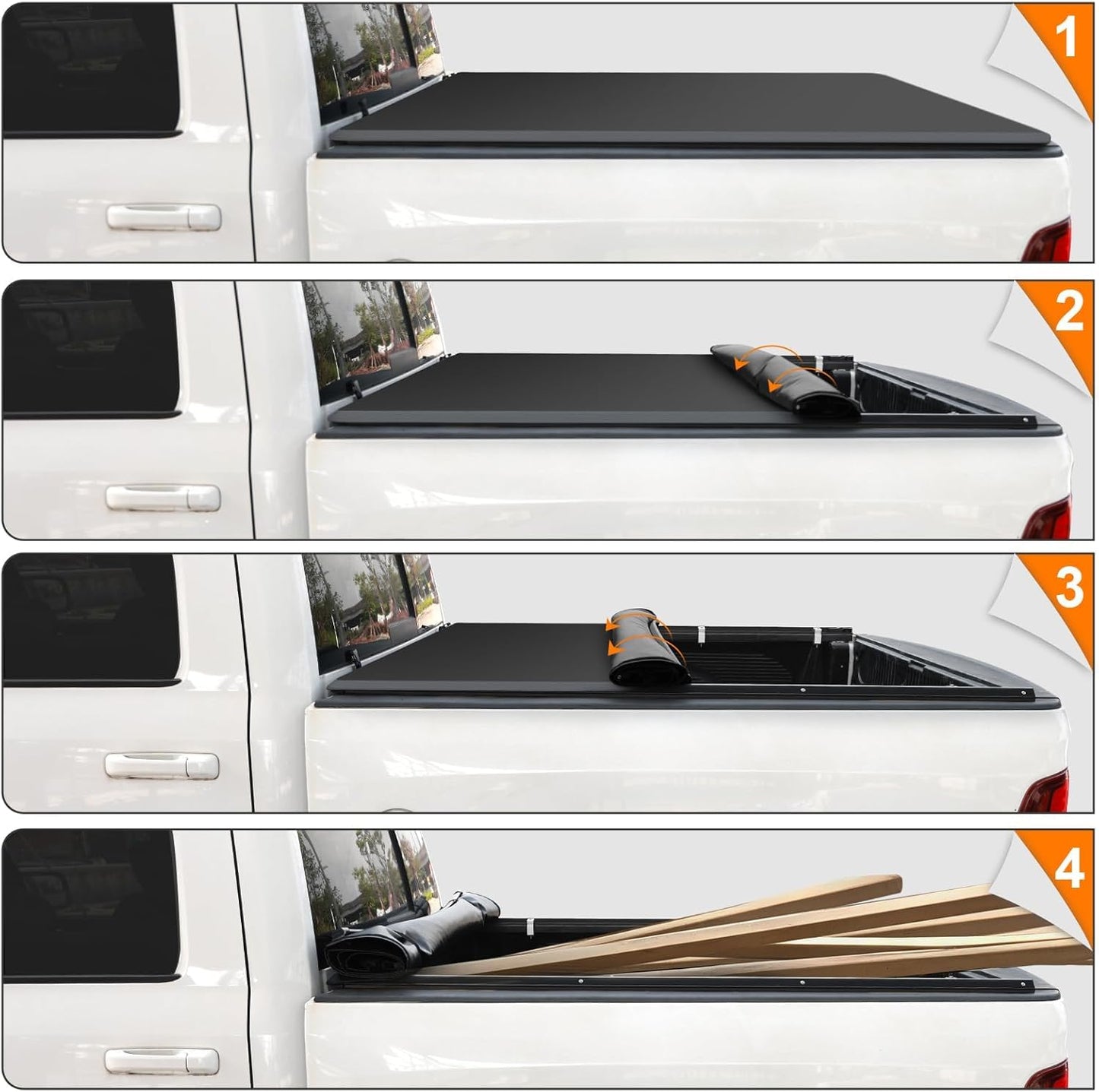 RHOBRA Soft Roll-up Truck Bed Tonneau Cover Compatible with 2007-2026 Toyota Tundra with 5.5ft Bed, 26.5oz Vinyl Soft Truck Bed Cover, Weather Resistant Bed Cover