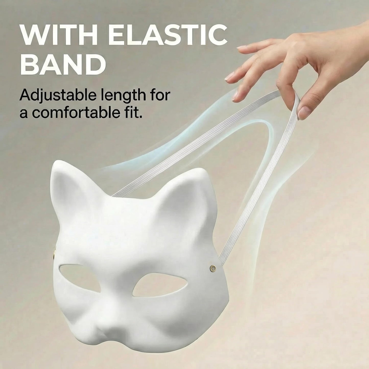 Vectronix 10 Pcs Cat Mask White Therian Mask Base for Crafts Diy Painting, Paper Cat Masks with Elastic Band for Kids Adults Halloween Costume Cosplay Masquerade Party Favors