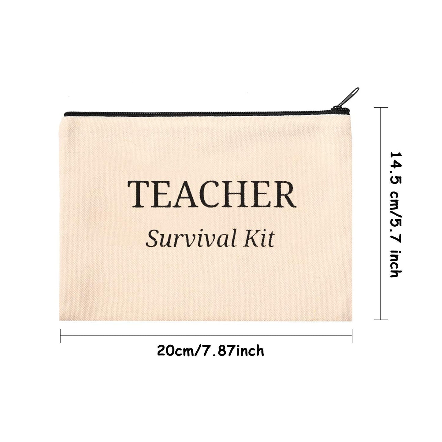 Frienda 12 Pcs Teacher Appreciation Gifts Makeup Bags Cosmetic Bag Canvas Survival Kit Pencil Pouch Travel Toiletry Case with Zipper Teacher Gift for Women Men(M)