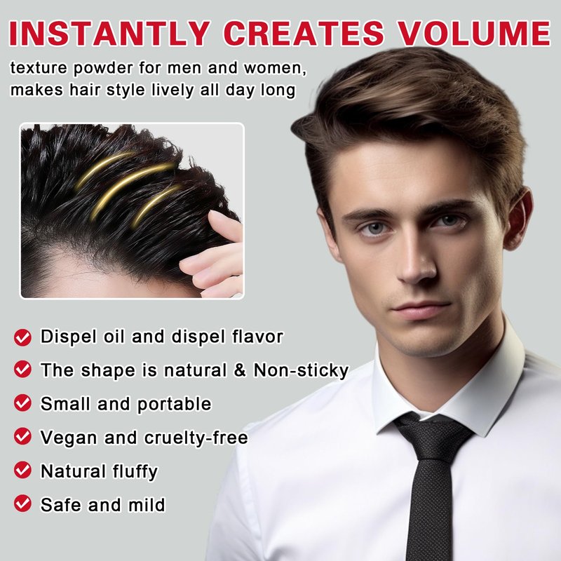 DAMUSI Hair Texture Styling Powder for Men & Women, Mattifying Hair Texturizing Volume Powder with Matte Finish, Strong Hold, Easy to Apply for All Hair Styles 0.52 Oz(Pack of 2)