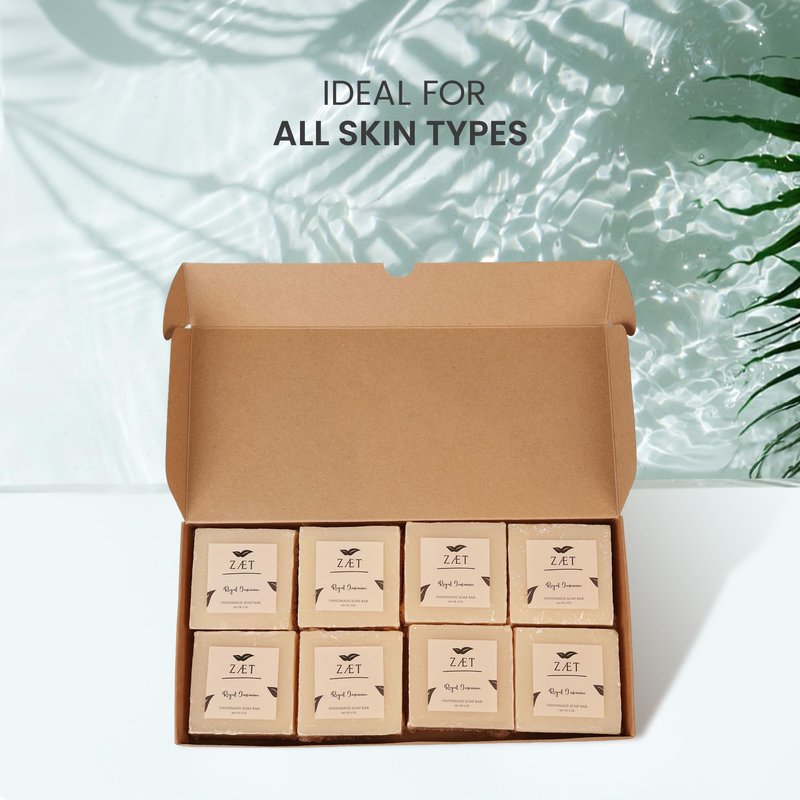 ZÆT 8-Pack Royal Jasmine Bar Soap – Natural Jasmine Extract with Olive Oil and Coconut Oil - Handmade Soap Bar for Face, Body and Hands - Ideal for All Skin Types, Men and Women