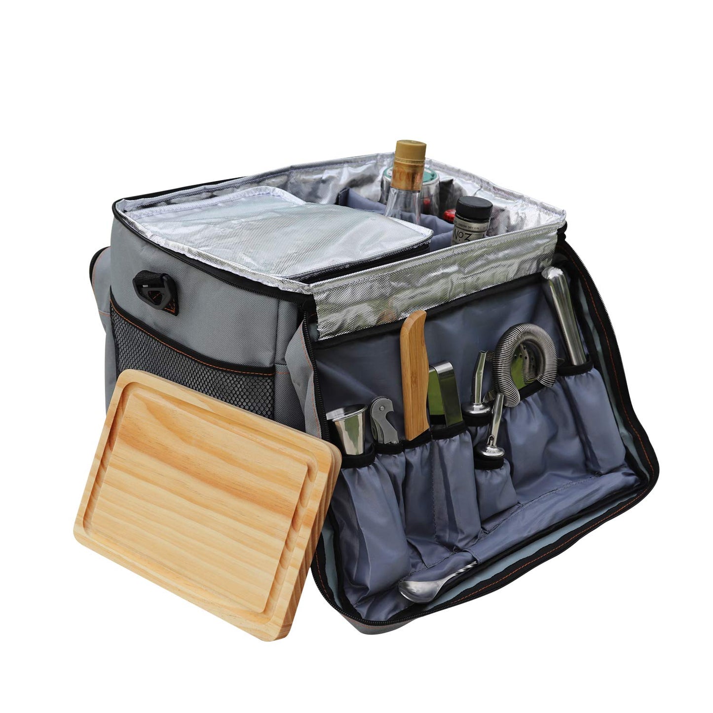 Outdoor Cocktail Travel Set,SKY FISH 13 -Pieces Bartender Kit Including Bar Tools and Insulated Bag for Travel, Camping and Picnic