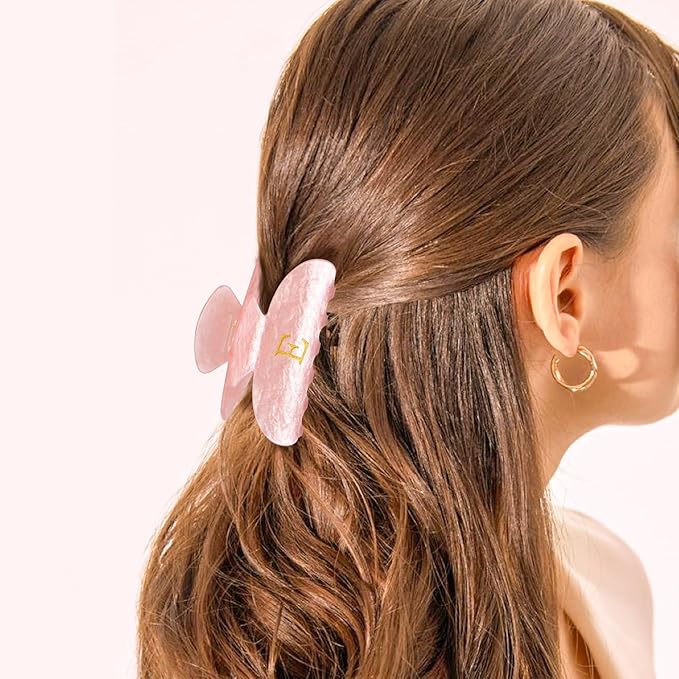 Personalized Hair Clips Hair Claws for Women - Elegant Hair Accessories for Women - Monogram Hair Claw Birthday Gifts for Her Wedding Bridesmaid Friend Sister Teacher Wife Grandma - Pink,E