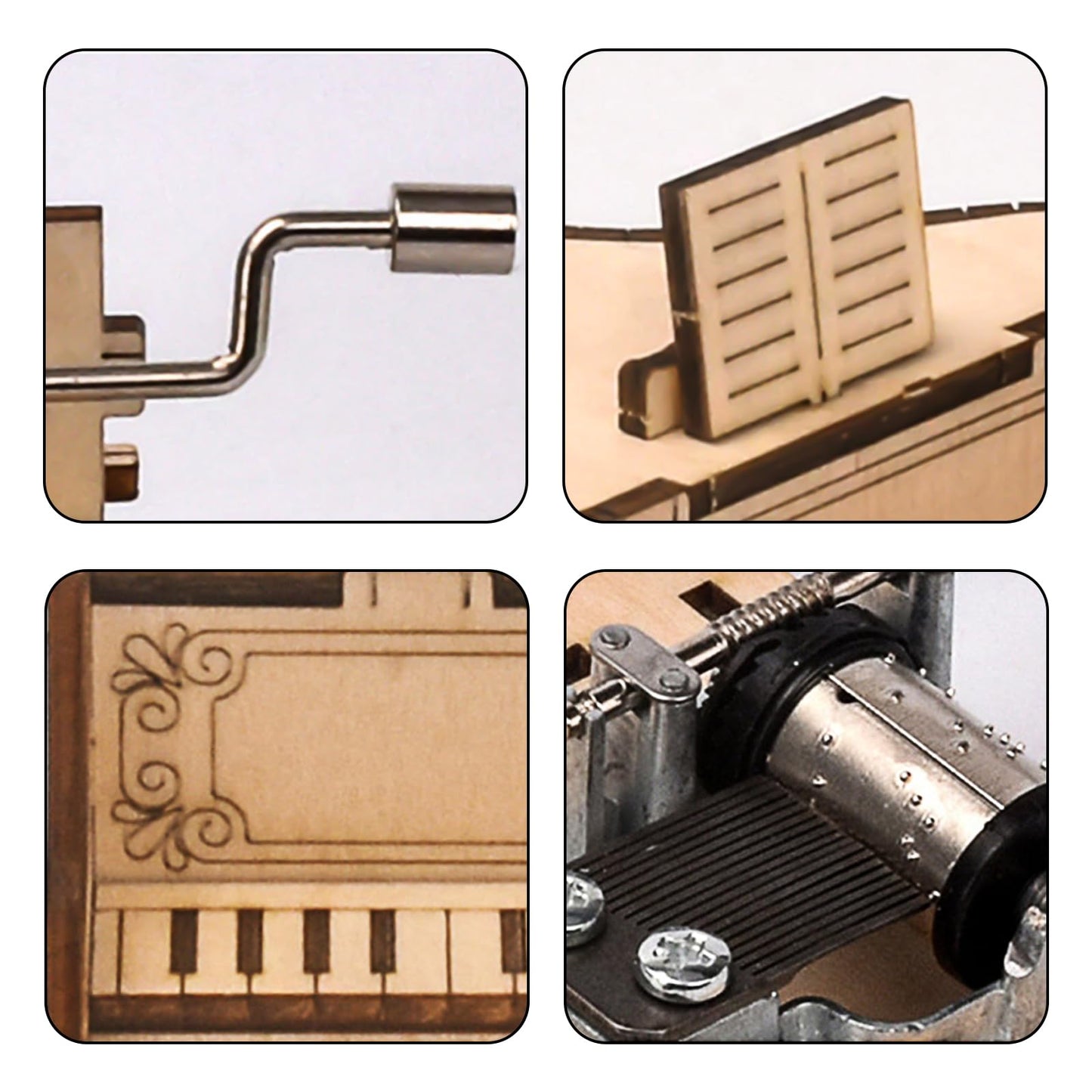 Musiin 3D Wooden Puzzle Piano Music Box – DIY Hand-cranked Grand Piano Model kit, Suitable for Music Lovers and Mechanical Craft Enthusiasts, can be Assembled into Musical Craft Gifts