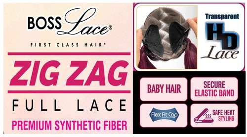 Bobbi Boss Synthetic Hair Wig - MLF680 HADLEE, Zig Zag Full Lace Wig, High Heat Safe (TT1B/30)