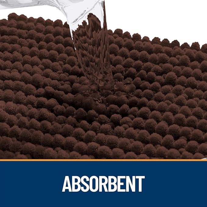 OLANLY Dog Door Mat for Muddy Paws 47x17, Ultra Absorbent Chenille Mud Doormat, Non-Slip Washable and Dirt Trapping Doormat for Indoor Entryway, Quick-Dry Indoor Pet Bed Mats for Dogs, Brown