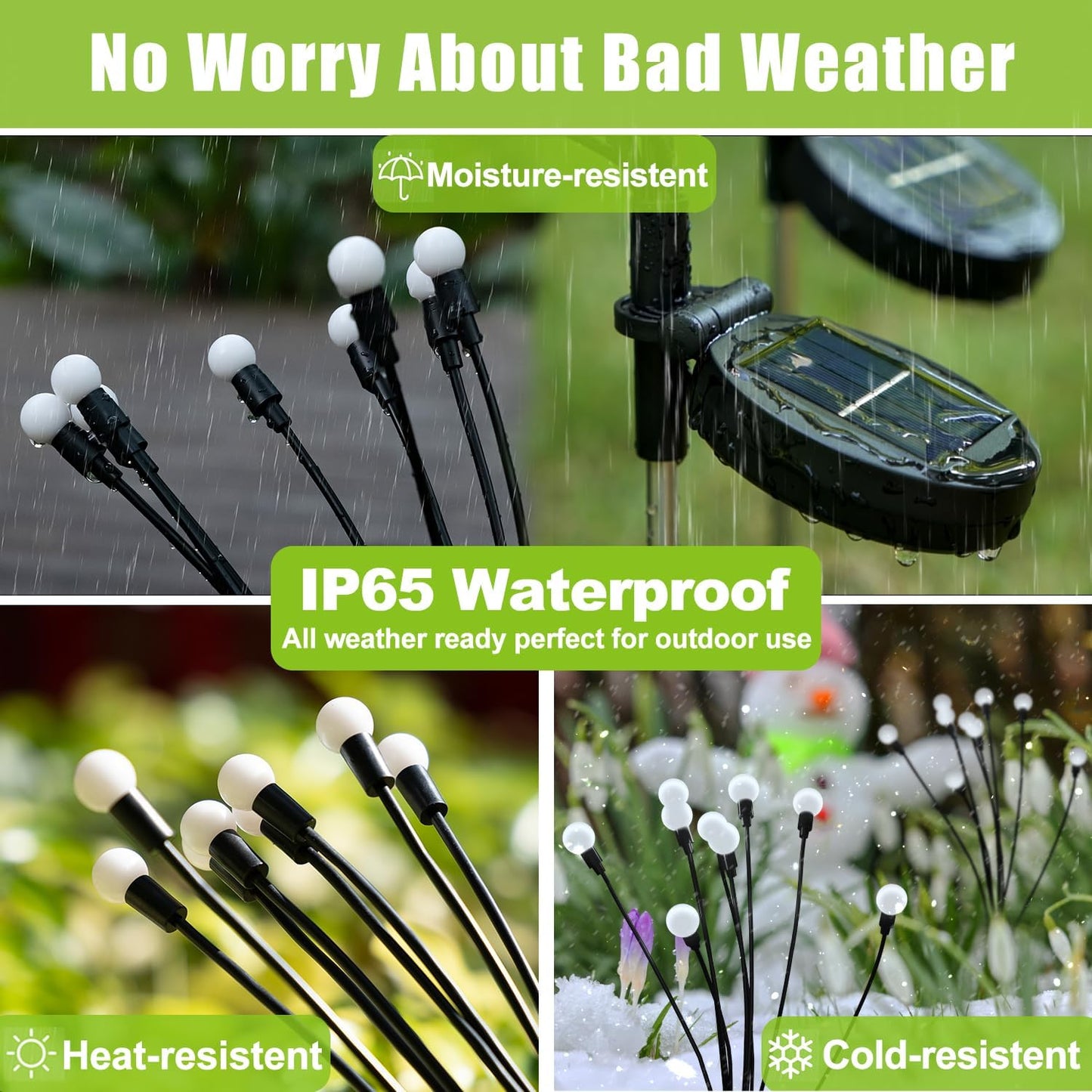 Flumy Solar Garden Lights Outdoor - 4 Pack 32 LED Firefly Lights Waterproof, Garden Decorations for Yard Patio Pathway Lawn Outside, Unique Gifts for Grandma Women, Solar Decor Warm White