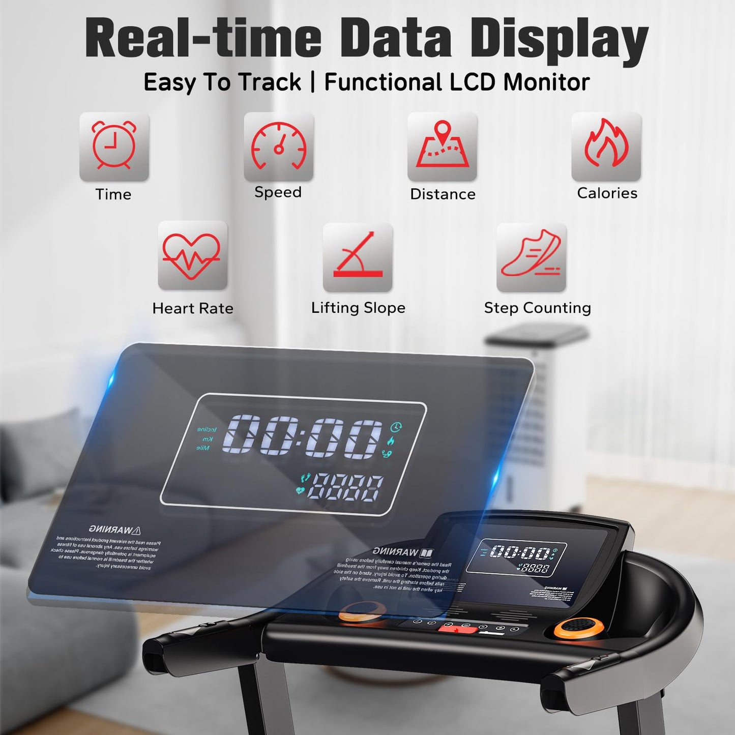 Treadmill with Incline 15%, Auto Foldable Treadmills, 3.5HP Sturdy Running Treadmill for Home - Running & Walking, Wide Treadmills for Home with 320LBS Capacity, Pulse Monitor & Speaker (Black)