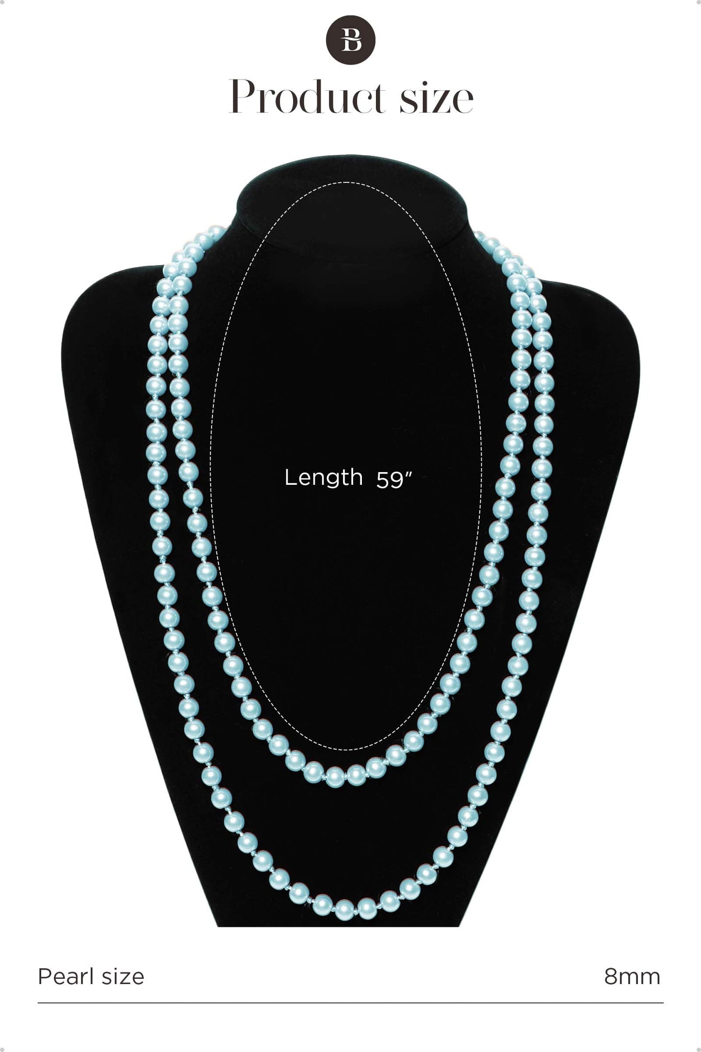 BABEYOND Long Pearl Necklace Faux Pearls Necklace Set Beaded Long Pearls Necklace 1920s Gatsby Costume Jewelry (Blue)