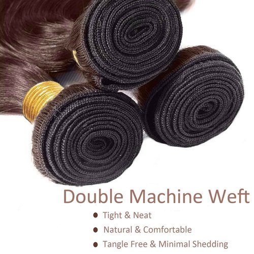 Fabimiya 20 22 24 Inch Human Hair Bundles Brown 4# Water Wave Bundles Human Hair Unprocessed Soft Sewn In Hair with Double Weft for Black Women